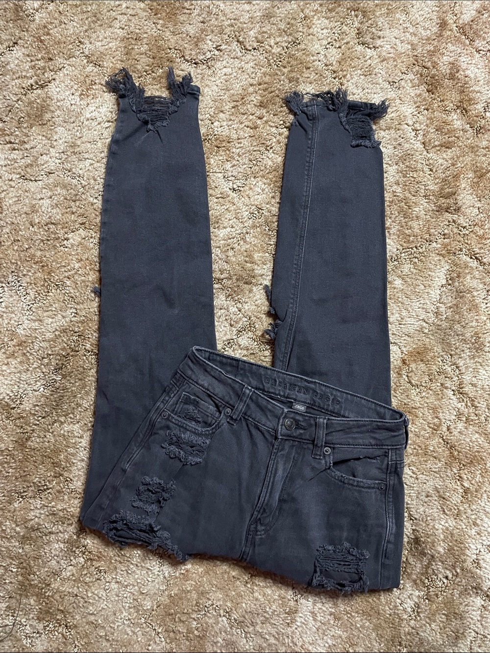 American Eagle Black Distressed Mom Jean Size 0 Regular